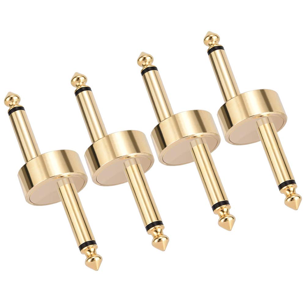 OTraki Z Type Guitar Pedal Connector 4 Pack TS Copper Male Connector Pedal to Pedal Guitar Pedal Coupler, 6.3mm 1/4 Inch Flat Pa
