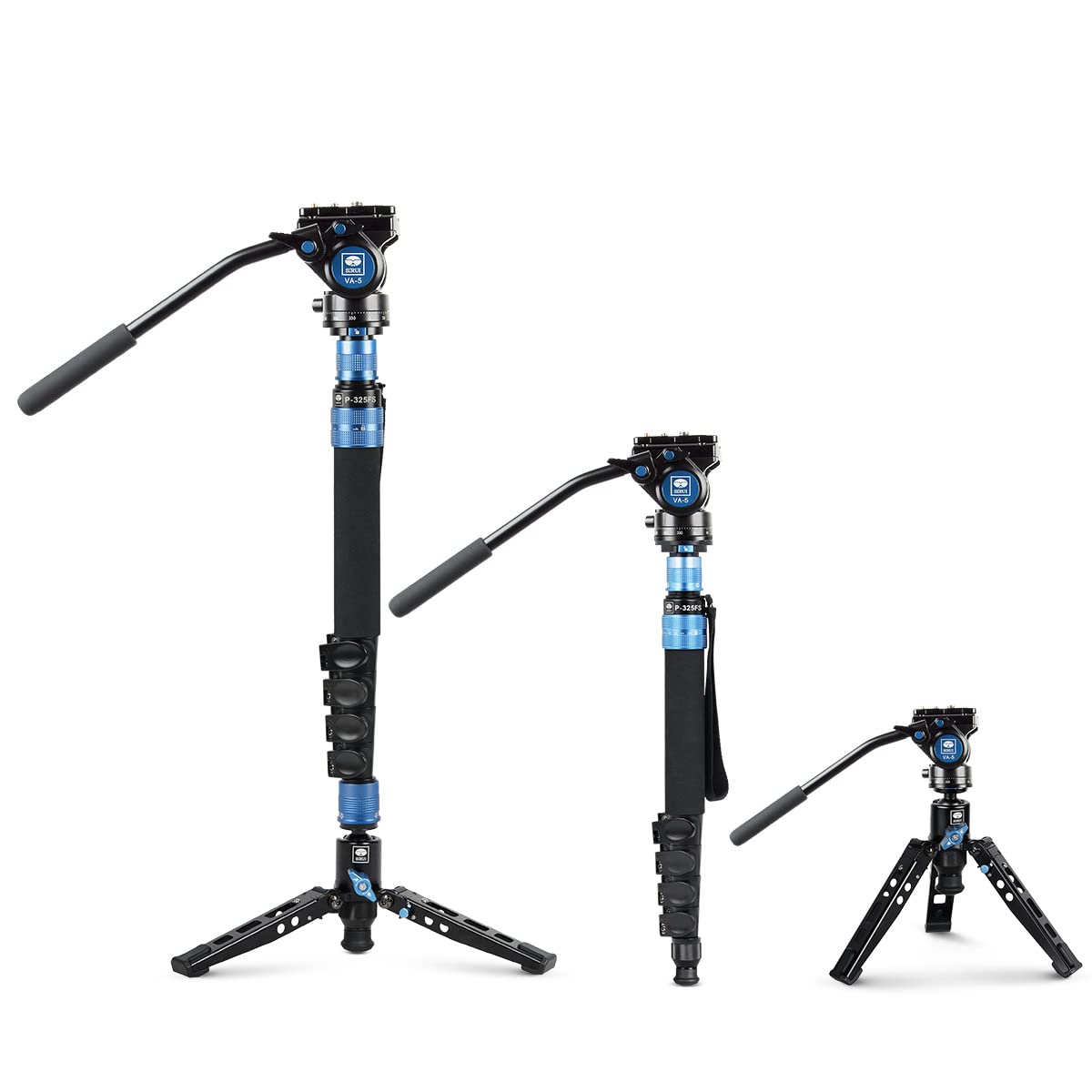 Sirui P 325Fs Camera Monopod Kit, 58.4'' Lightweight Telescopic Carbon Fiber Video Monopod With Va 5 Fluid Video Head, Tripod St