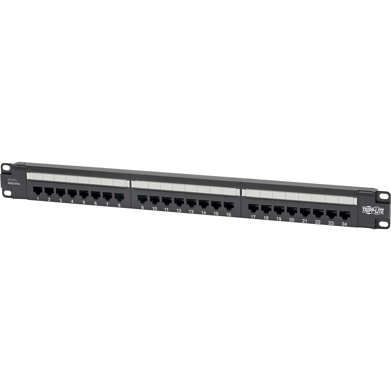Eaton Tripp Lite Cat6 24-Port PoE+ Patch Panel, RJ45 Ethernet, 1U Rackmount, EIA/TIA 568A/B Wiring Standards for 110 & Krone Ter