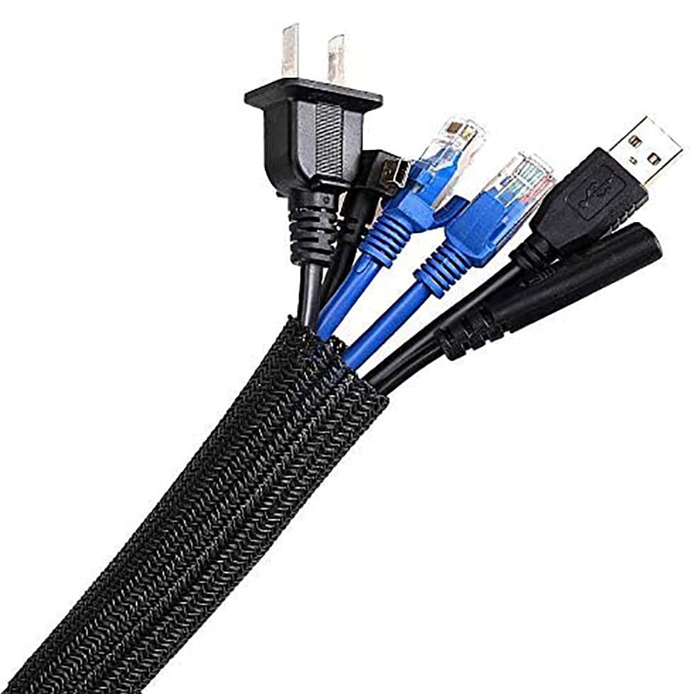 Agptek Cable Sleeve Cover 6.6Ft   2/3Inch, Cord Organization Management Wire Loom Tubing, Cable Hider Split Sleeving For Desk Pc