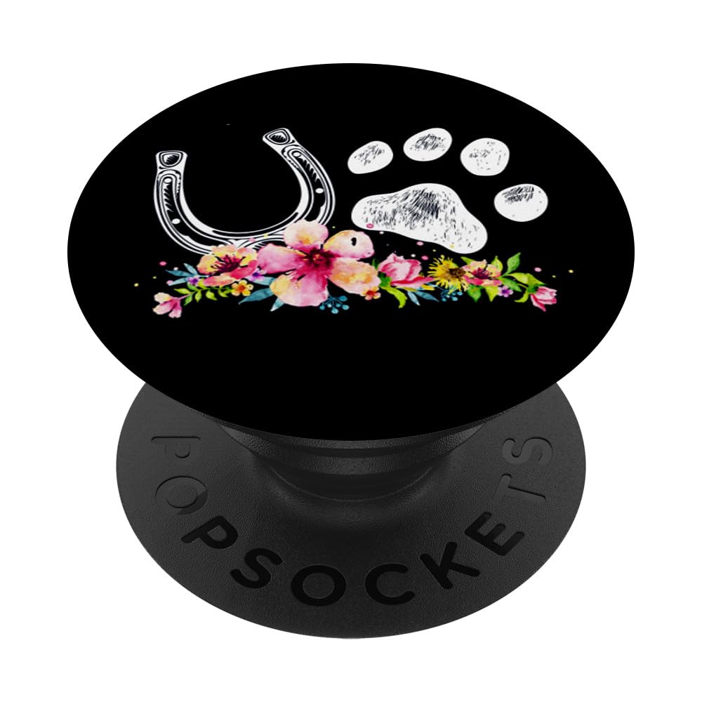 Floral Flowers Horse Lover Pretty Cute Dog Paw Horse Cool Popsockets Adhesive Popgrip