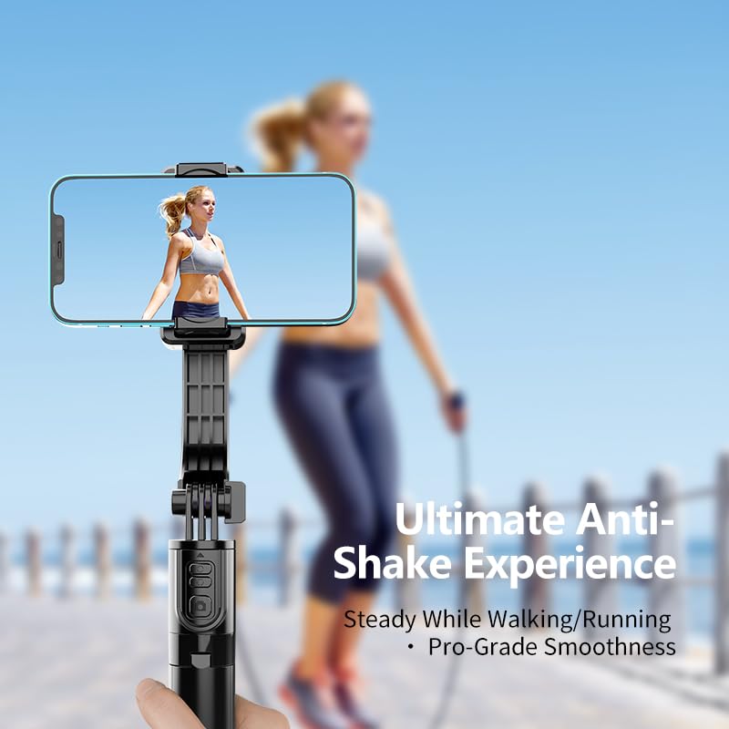 Phone Gimbal Stabilizer For Phone,Selfie Stick & Tripod With Remote Control | One-Touch Horizontal/Vertical Switch & 360 Rotatio