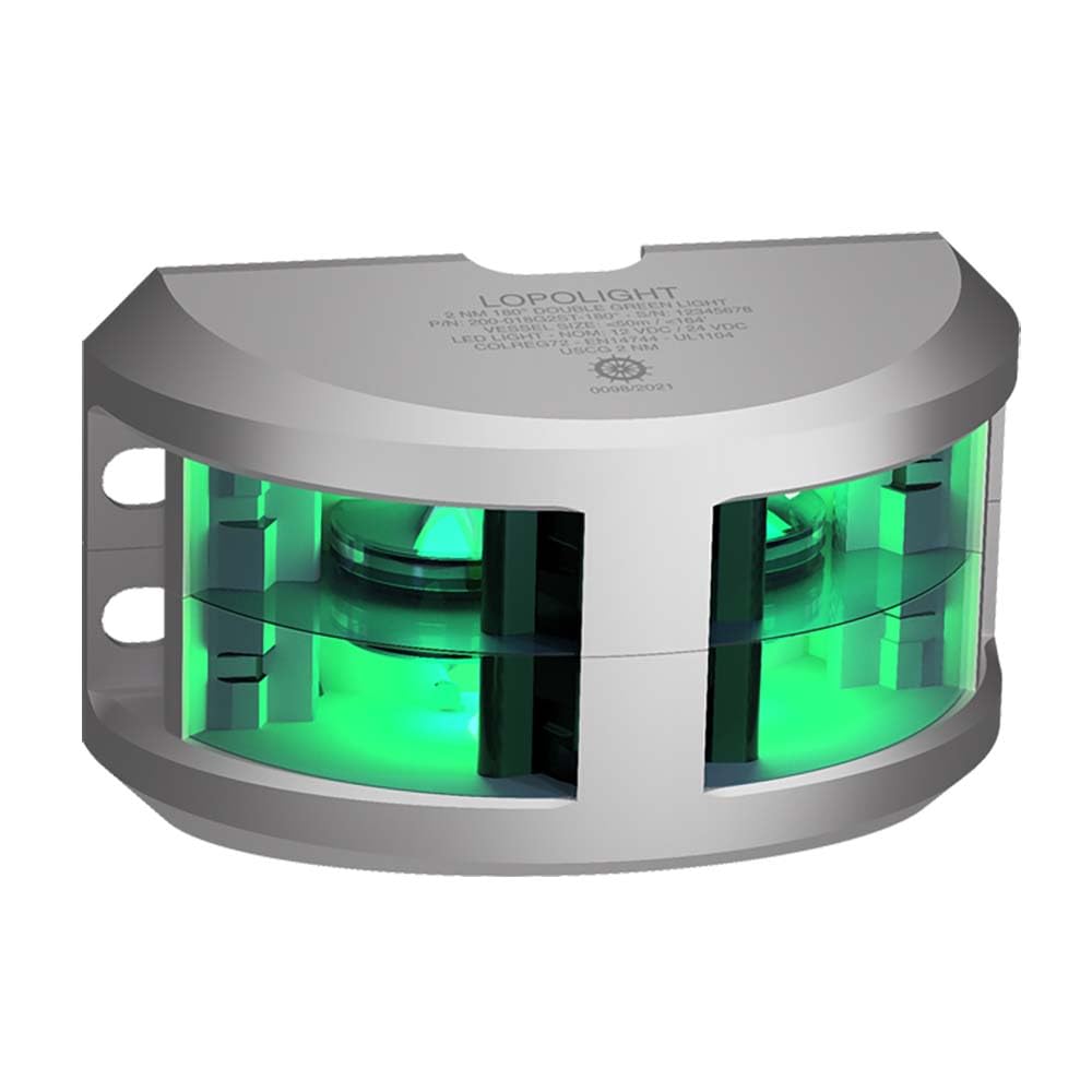 Lopolight Series 200-018 - Double Stacked Navigation Light - 2Nm - Vertical Mount - Green - Silver Housing,WBAUVB0D757148W