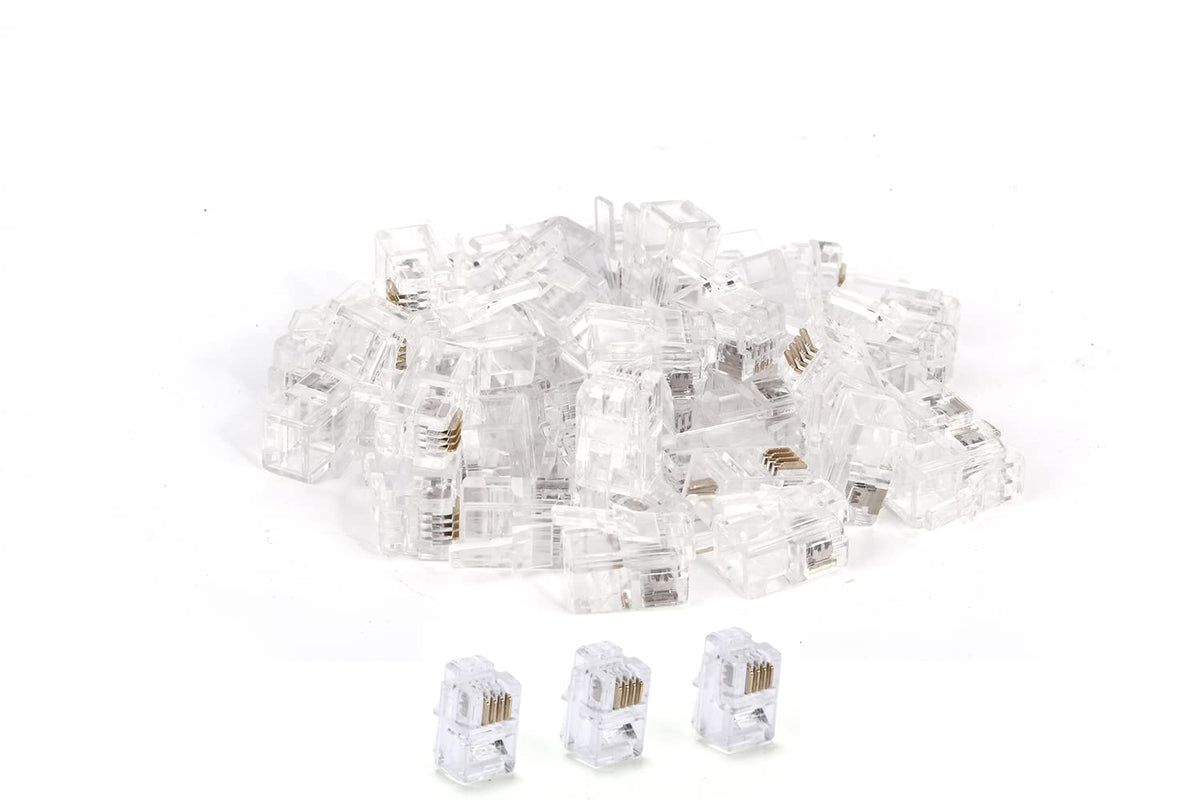 Seefeful 100 Packrj9 4P4C Phone Modular Telephone Cord Connector Adapter Crimp (4P4C)