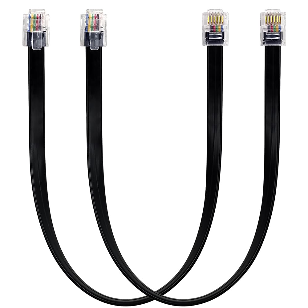 Xanham Rj12 Cable Short 1 Foot Telephone Line Cord With 6P6C Connector Landline Phone Wire For Both In Wall And Out Wall Using,