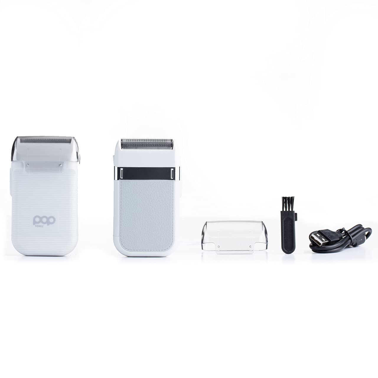 Pop Sonic Zip Compact Shaver For Men   Advanced Foil Technology Men'S Electric Shavers   White/Grey Splash Proof Face Shaver   W