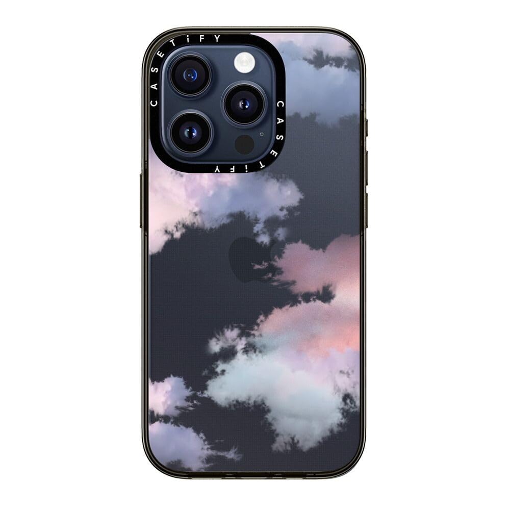 Casetify Compact Iphone 15 Pro Case [2X Military Grade Drop Tested / 4Ft Drop Protection]   Clouds   Clear Black