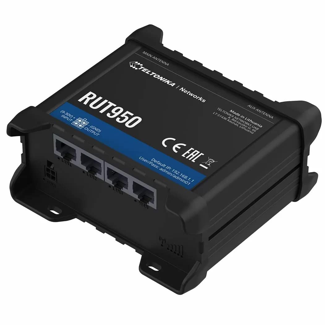 Teltonika Rut950J02400 Model Rut950 Lte 4G Router For At&T And T Mobile; Automatic Switch To Available Backup Connection; Wireless Access Point With Hotspot Functionality