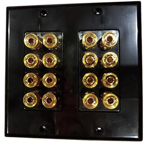 Black Speaker Wall Plate 16 Post For 8 Speakers And Color Coded For Home Theater System Dolby Audio Dolby Sound Hdtv By Hookup.Com.