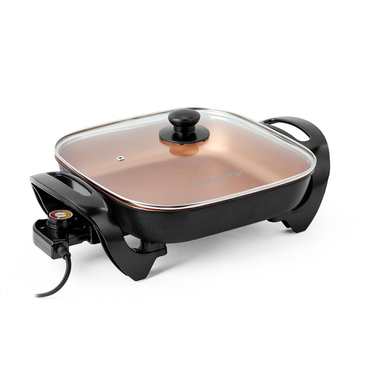 Holstein Housewares 12Inch Electric Skillet  1400W Electric Pan with Adjustable Temperature Control, PFOAFree NonStick Coati
