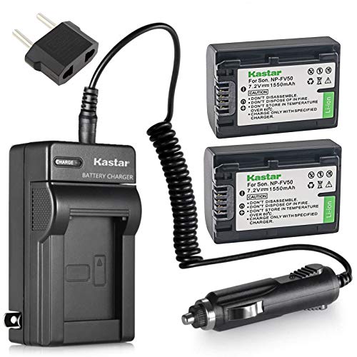 Kastar Battery 2 Pack + Charger For Sony Np Fv30 Np Fv40 Np Fv50 & Sony Handycam Hdr Cx380 430V 900 580V 760V Hdr Pj540 650V Hdr