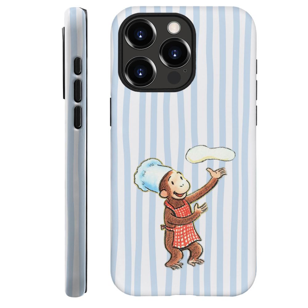 Case for iPhone 15 Pro - [Drop Protection Phone Cover] - Hybrid Case for Girl Women - Funny Monkey Stripes 02