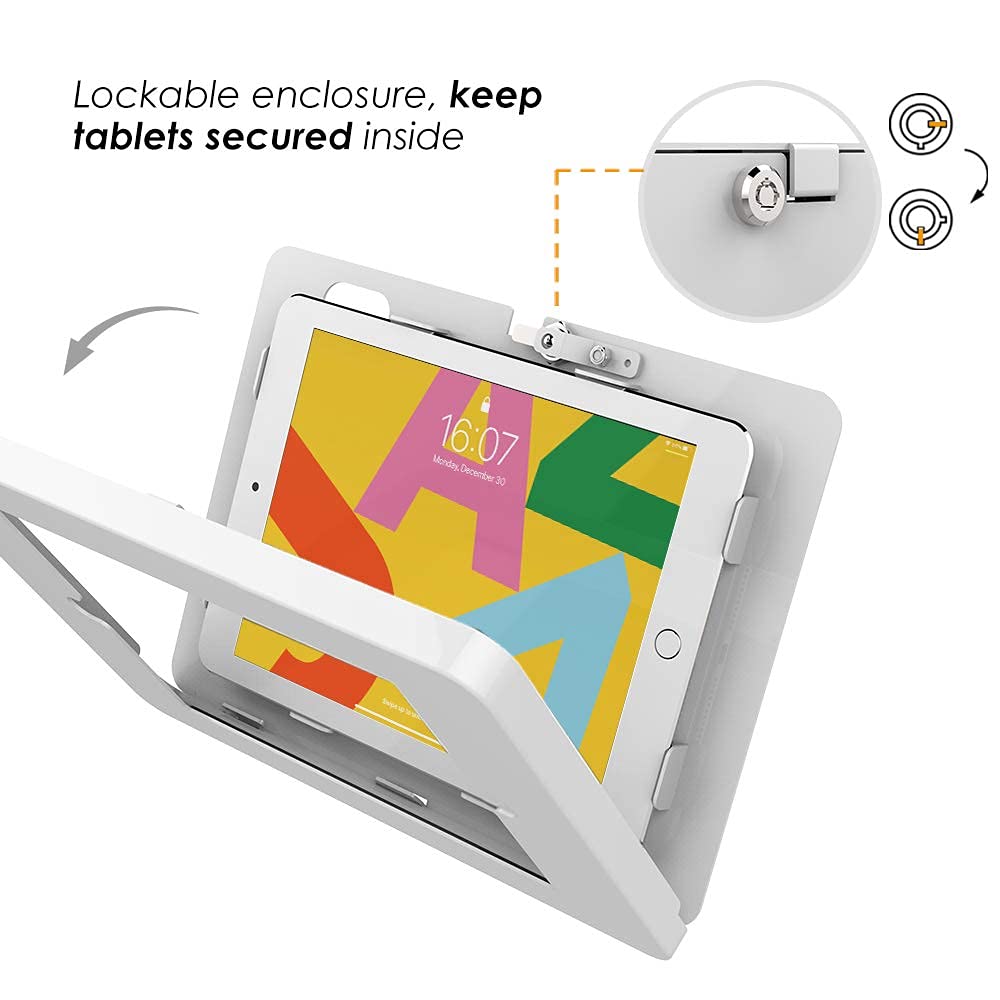 Beelta Tablet Wall Mount Compatible With 10.2 Inch Ipad 7 8 9 Swivel Base, Key Lock, All Metal   Bsw101T