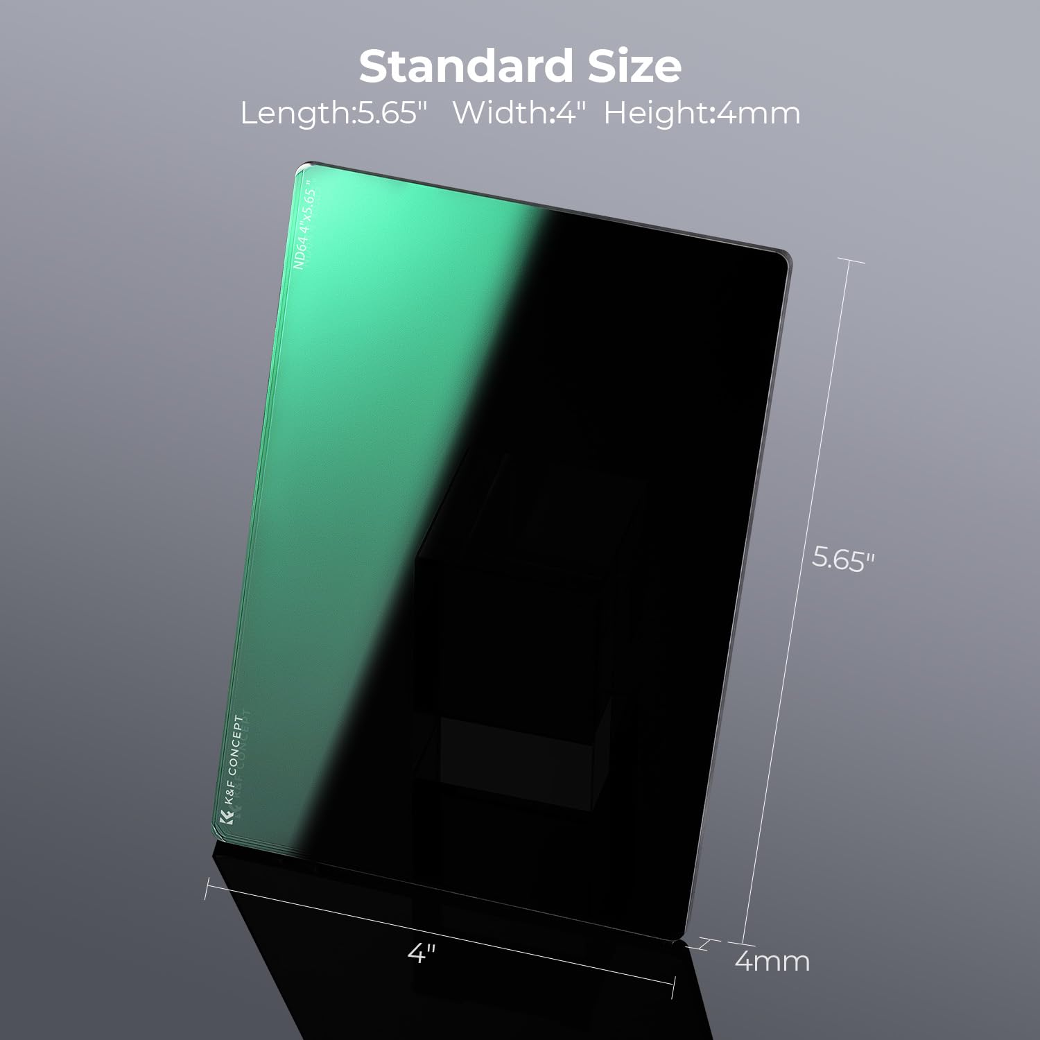 K&F Concept 4'' X 5.65'' Square Nd1.8 (6 Stops) Filter Cinema Neutral Density Filter Compatible With Tilta, Smallrig Matte Box U