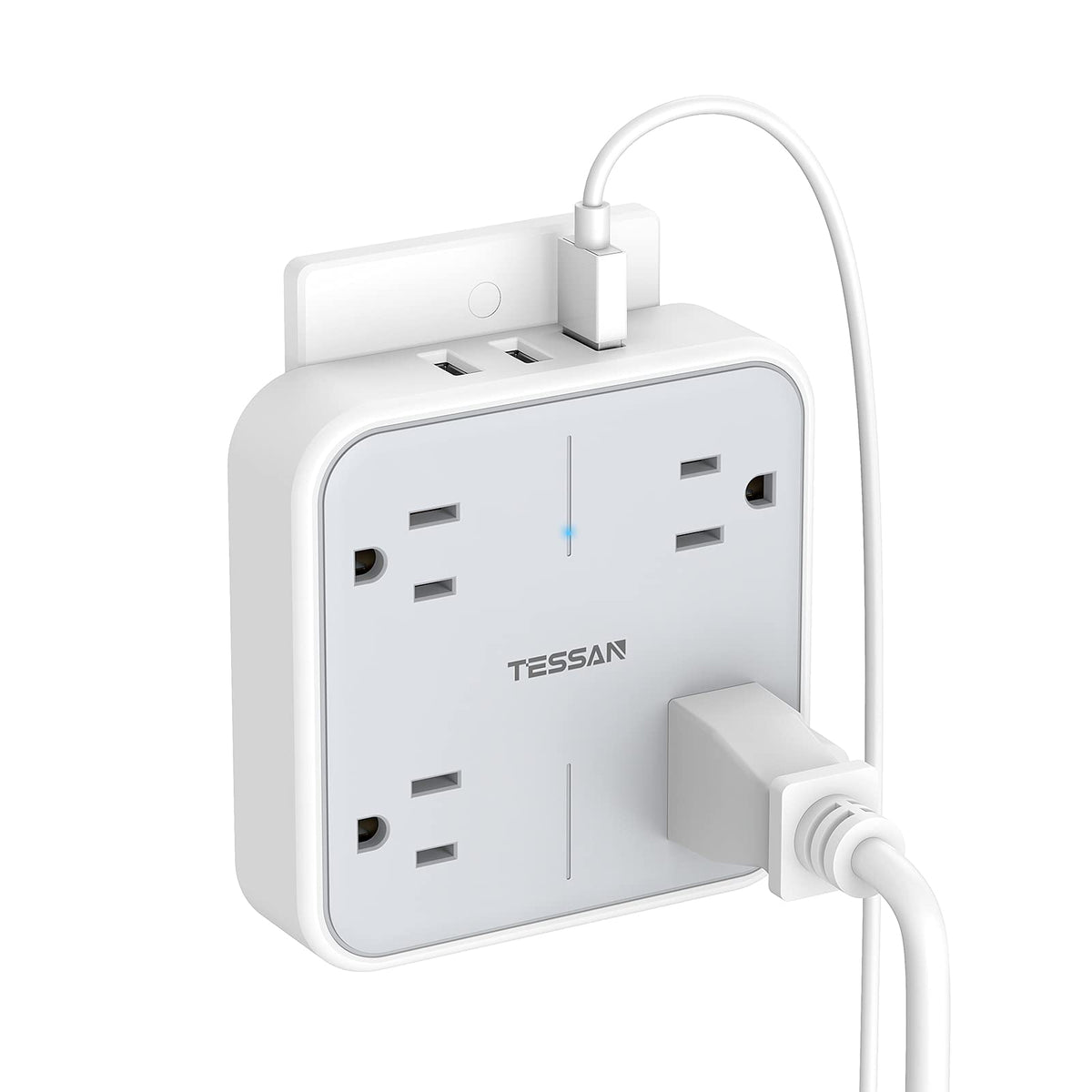 Multi Plug Outlet Extender With Usb, Tessan Surge Protector Splitter 3 Usb Wall Charger, Multiple Expander For Travel, Home, College Dorm Room
