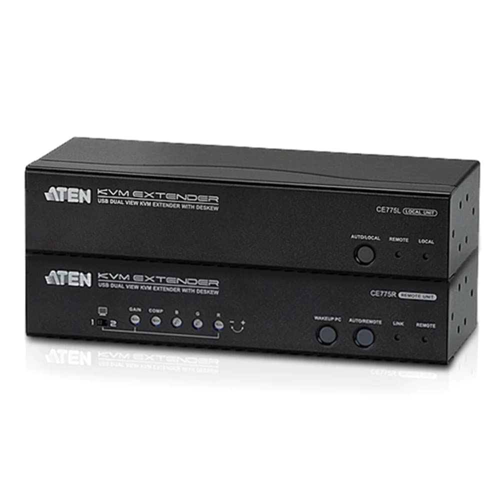Aten Ce775 Usb Vga Dual View Cat 5 Kvm Extender With Deskew (1280 X 1024@300M)