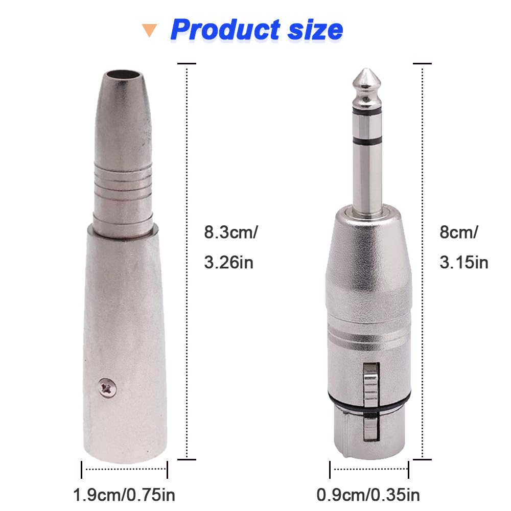 Dkardu Xlr Male To Female Adapter, 2 Packs, Converts Xlr To 1/4 Inch Balanced Outputs