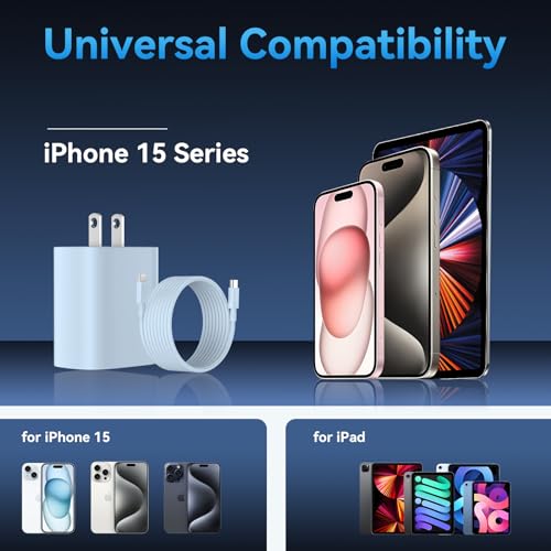 Fast Charger For Iphone 15,2 Pack 20W Pd Usb C Wall Fast Charger Adapter With 6.6Ft Type C To Type C Cable Compatible For Iphone