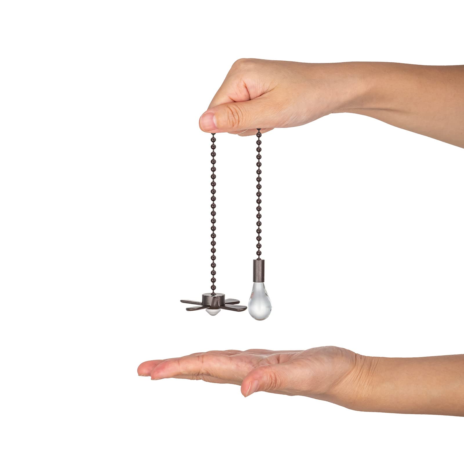 Elfcab Ceiling Fan Pull Chain Set 4Pcs 3Mm Diameter Beaded Ball 12 Inches Pendant Decorative (Clear Bulb And Fan Shape) 2Pcs 36