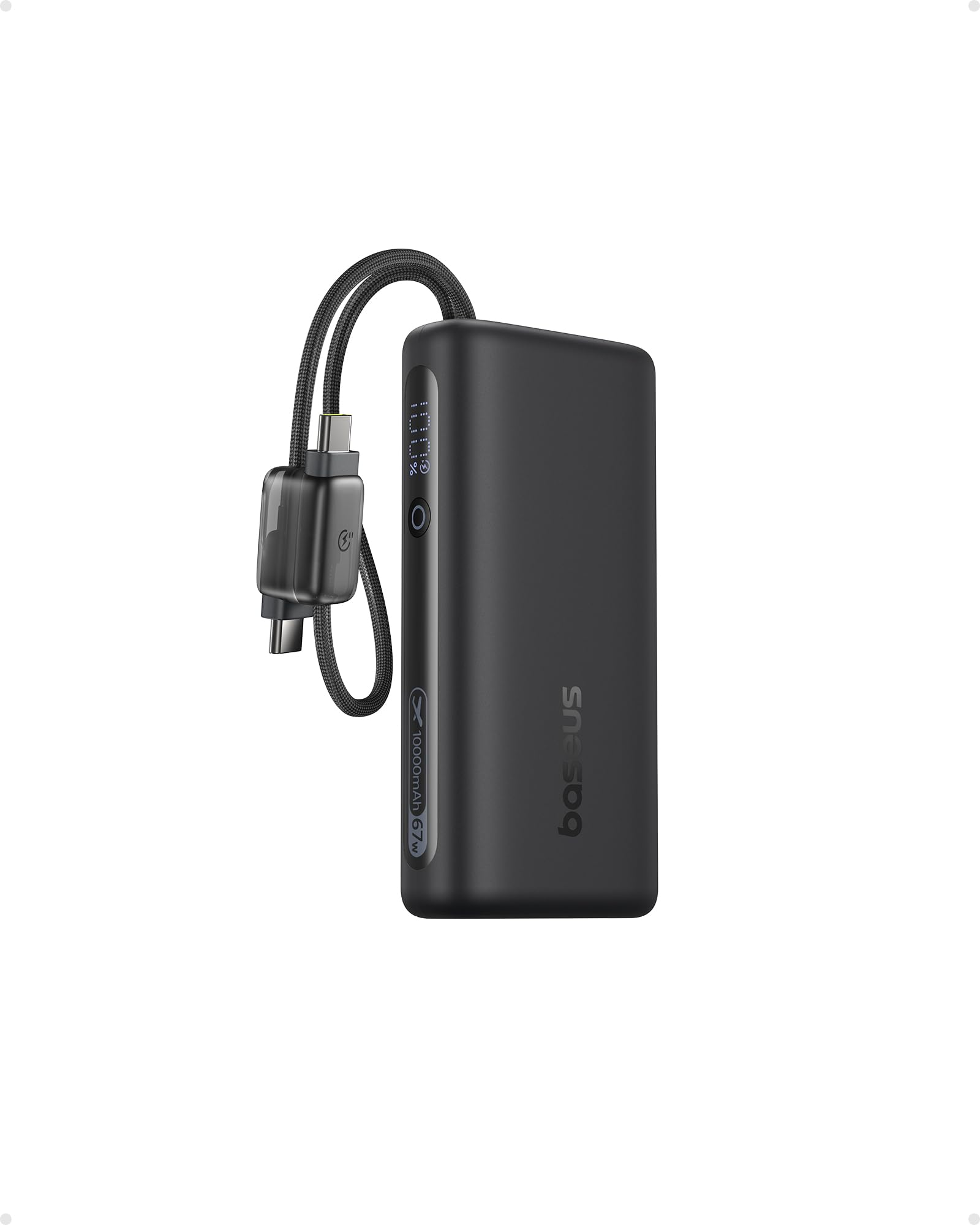Baseus Mini Power Bank Fast Charging 67W, 10000mAh Small Portable Phone Charger Builtin Dual USB C Braided Cable, Travel Essent