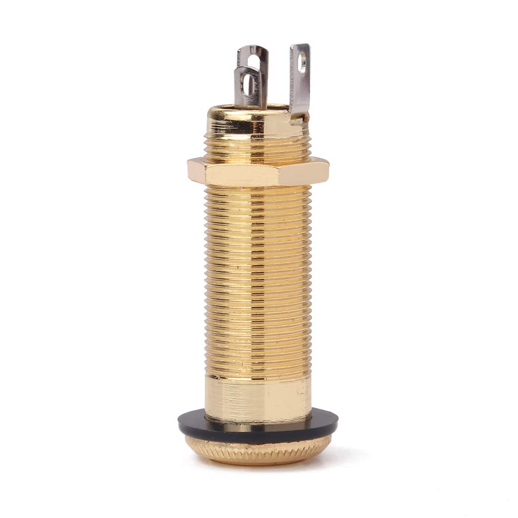 Ogdni Electric Guitar Bass 1/4Inch Barrel Jack Cylinder Input/Output Mono Active Long Threaded Jack Socket Guitar Parts & Access