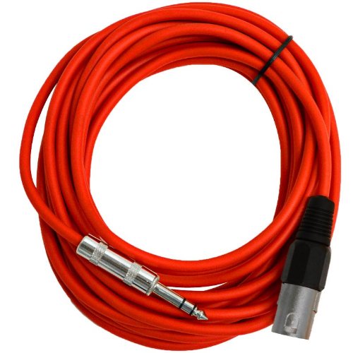 Seismic Audio - Satrxl-M25Red-6Pack - 6 Pack Of 25 Ft Xlr Male To 1/4'' Trs Patch Cable Snake Cords Balanced - Red