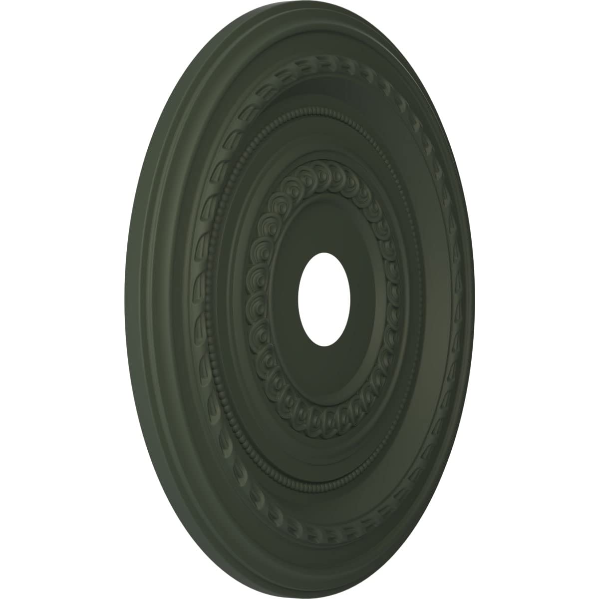 22Od X 3 1/2Id X 1P Cole Thermoformed Pvc Ceiling Medallion (Fits Canopies Up To 6), Ultracover Satin Hunt Club Green