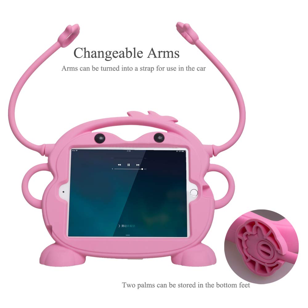 Kids Case For Samsung Galaxy Tab A/3/3 Lite/4 7.0 Inch Tablet   Chinfai [Double Faced Monkey Series] Shock Proof Silicone Handle Stand Protective Cover For Samsung 7' Tablet (Pink)