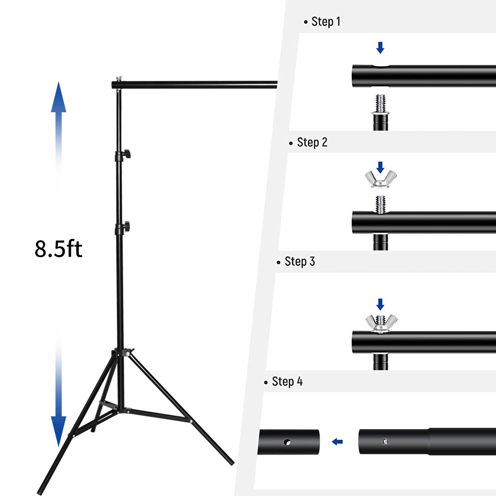 Fotocreat Backdrop Stand Kit 8.5X10Ft,Adjustable Photo Video Studio Background Stand Backdrop Support System For Wedding Parties