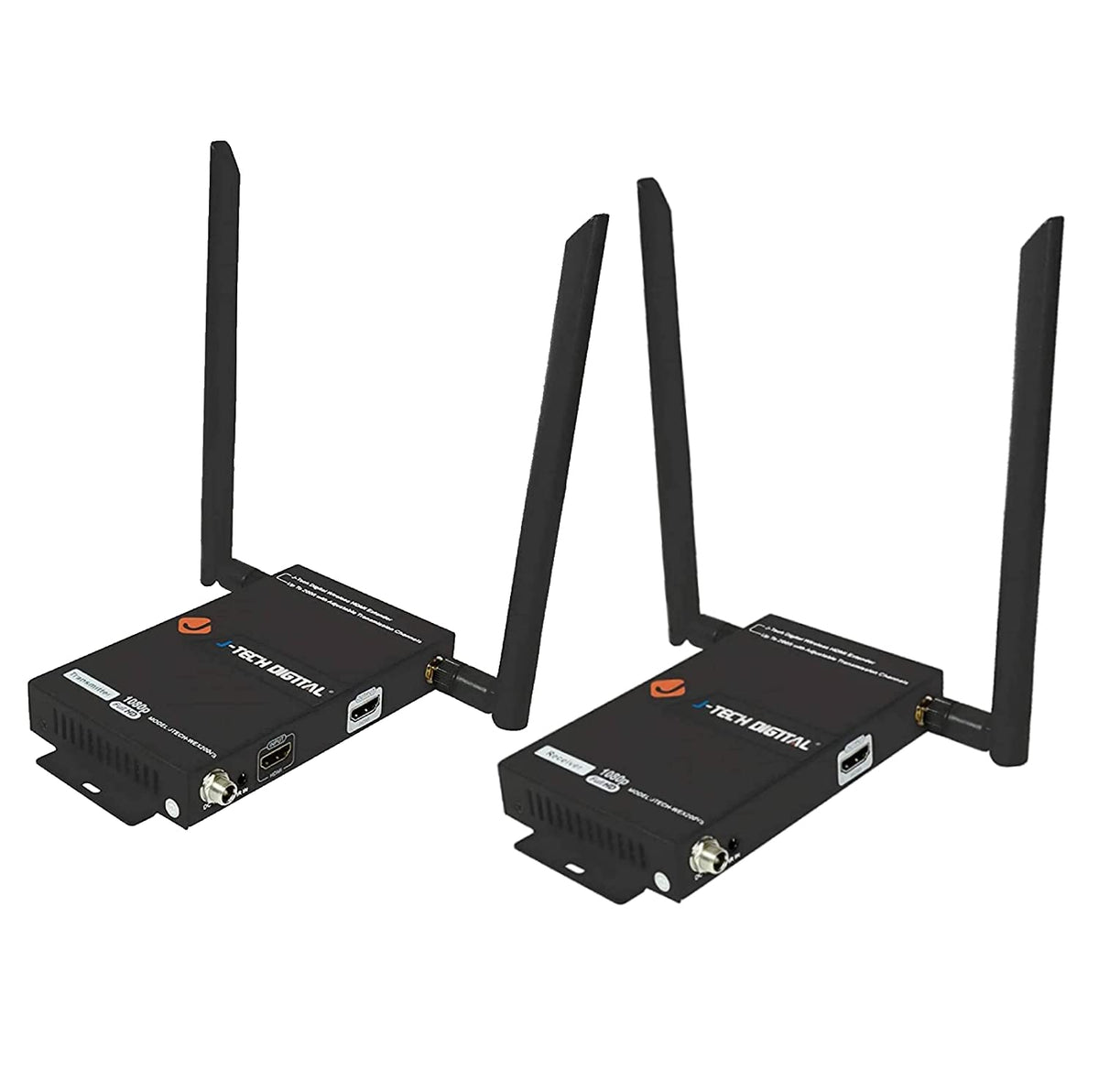J Tech Digital Wireless Hdmi Extender 1X2 Up To 200Ft 1080P With Hdmi Loop Output Ir Passthrough (1Tx + 1Rx)