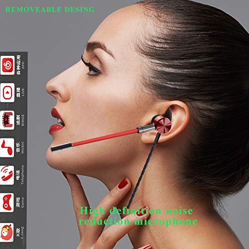 Gaming Earbuds With Mic,Earphones Wired Stereo Bass With Detachable Dual Microphone Noise Cancelling E Sports Hifi 3.5Mm In Ear