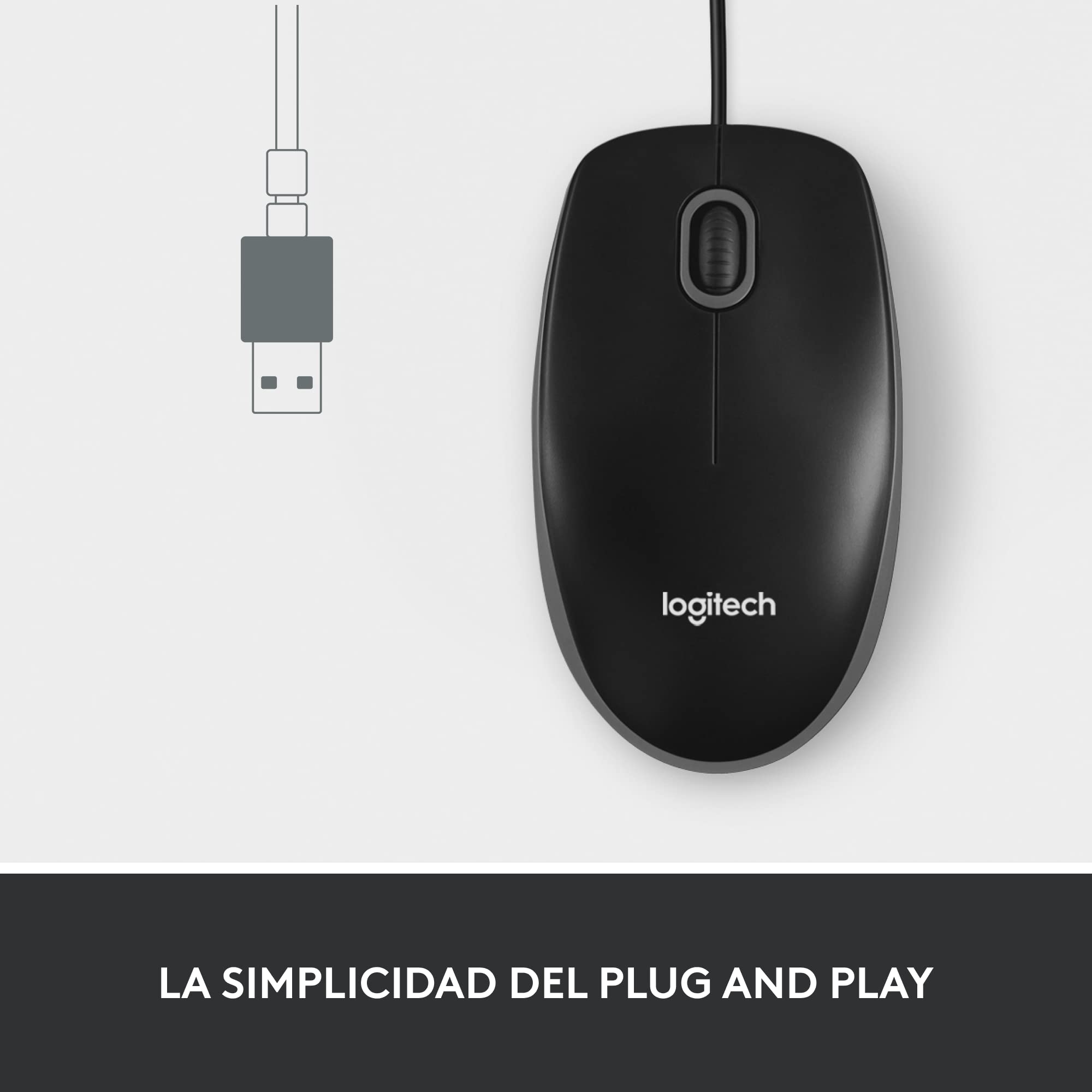 Logitech M100 Corded Mouse     Wired Usb Mouse For Computers And Laptops, For Right Or Left Hand Use, Black