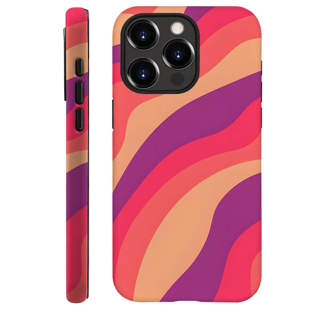 Seized Case Compatible With For Iphone 15 Pro,Pink Colorful Waves Abstract Swirls Phone Case For Girl Women Boy Men,Durable Prot
