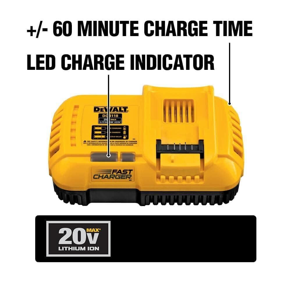 Dewalt 20V Max/Flexvolt Lithium-Ion, Fan Cooled Rapid Battery Charger (Dcb118)