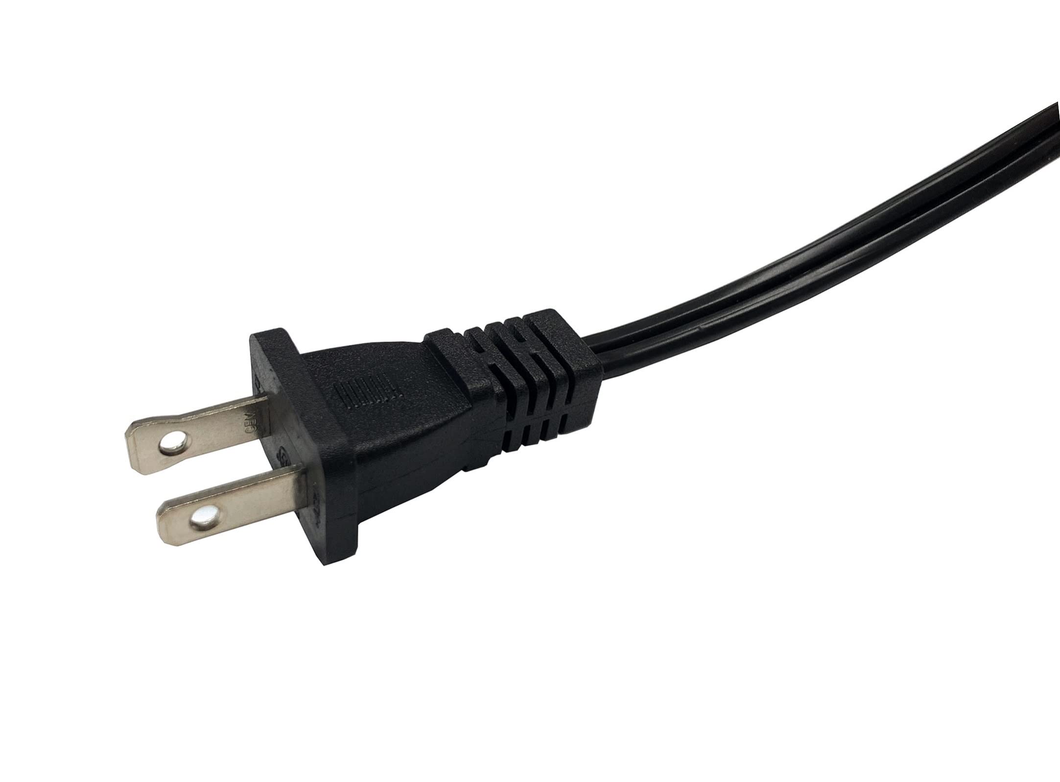 Small Extension Cord 3 Ft, Short Two Prong, Black Male Female 18 Awg Polarized Ac Power Cable For Indoor, Nema 5 15P To Nema 5 1