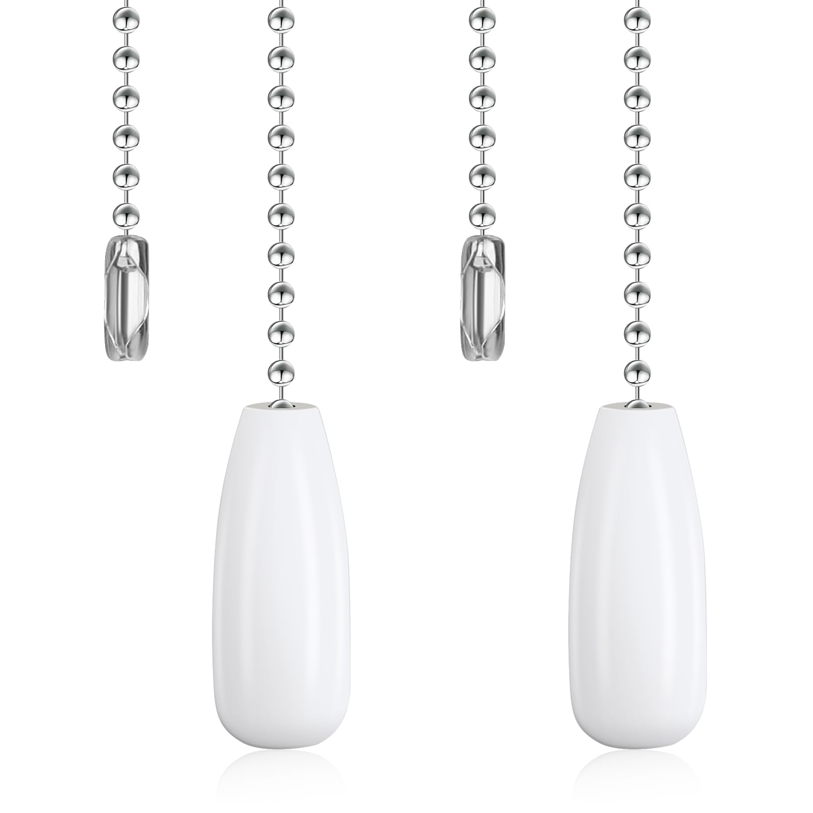 2 Pcs 12-inch Ceiling Fan Pull Chain Lighting Beaded Ball Chains Wooden Decorative Pendant Extension Chains Fan Cord Extender(Wh