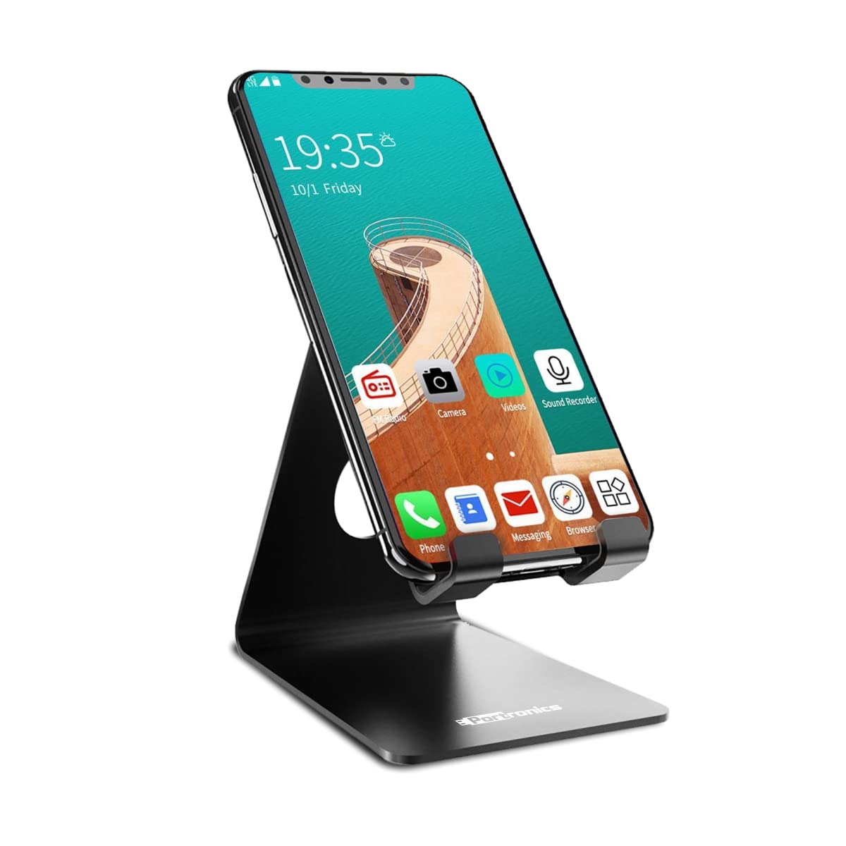 Portronics MODESK Universal Mobile Holder Stand with Metal Body, Anti Skid Design, Light Weight for All Smartphones, Tablets, Ki