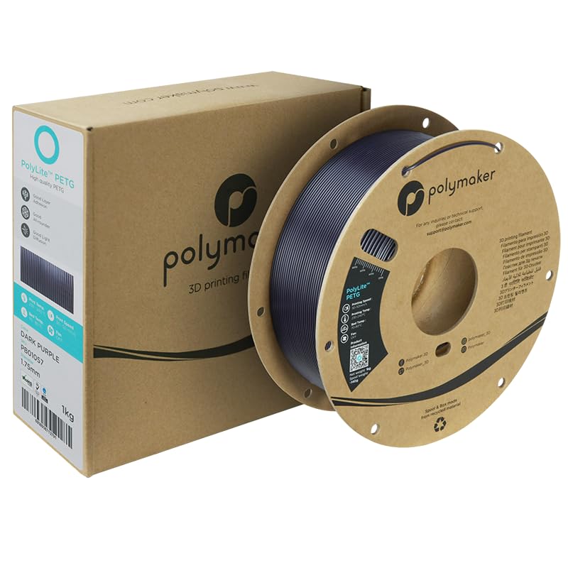 Polymaker Petg Filament 1.75Mm, 1Kg Strong Petg 3D Printer Filament Dark Purple   Polylite Petg 3D Printing Filament 1.75Mm, Dim