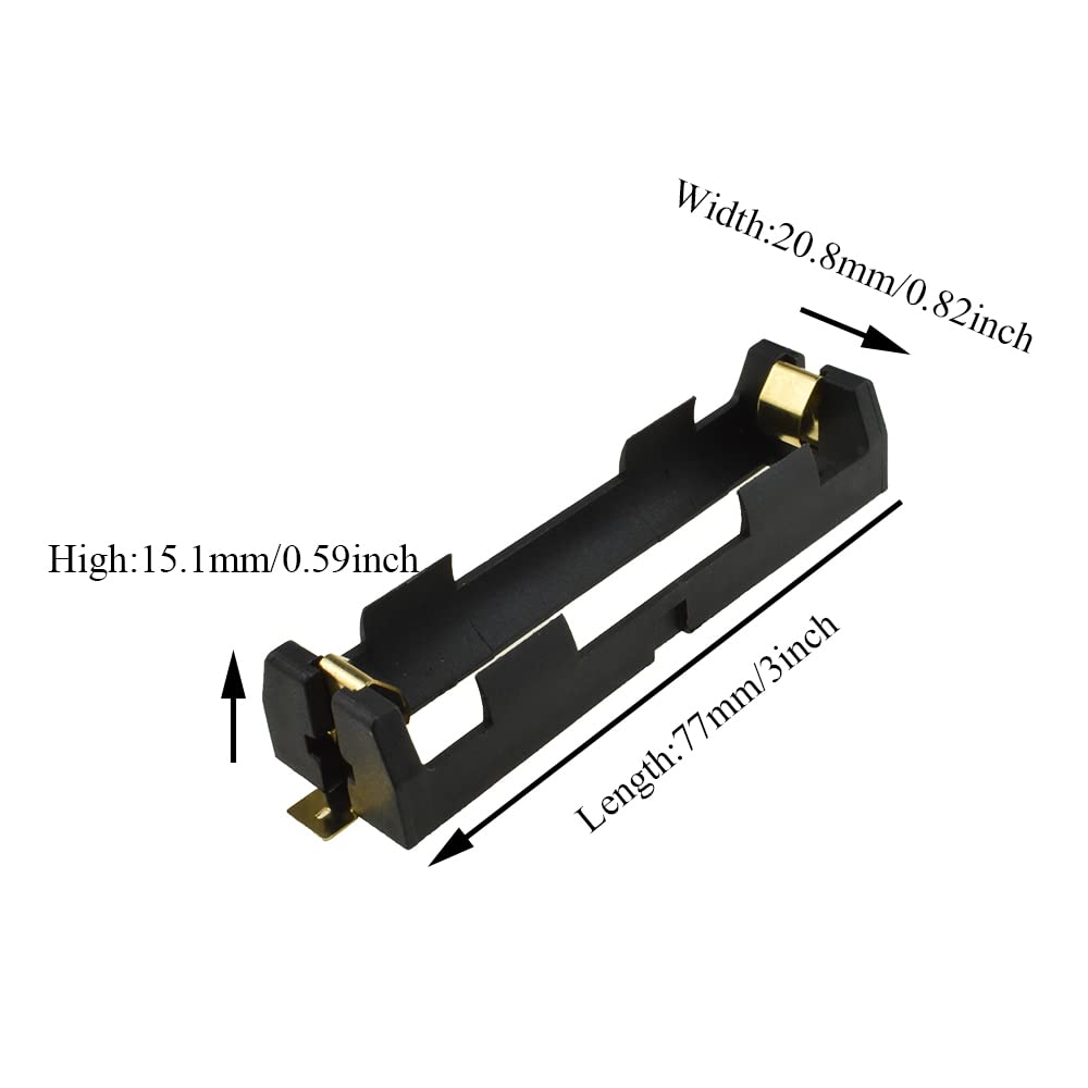 Hahiyo 18650 1 Slot Battery Holder Clip Storage Case Copper Good Contacts 3.7V Diy Charging Power Not Leak Secure Snug Hold Wide