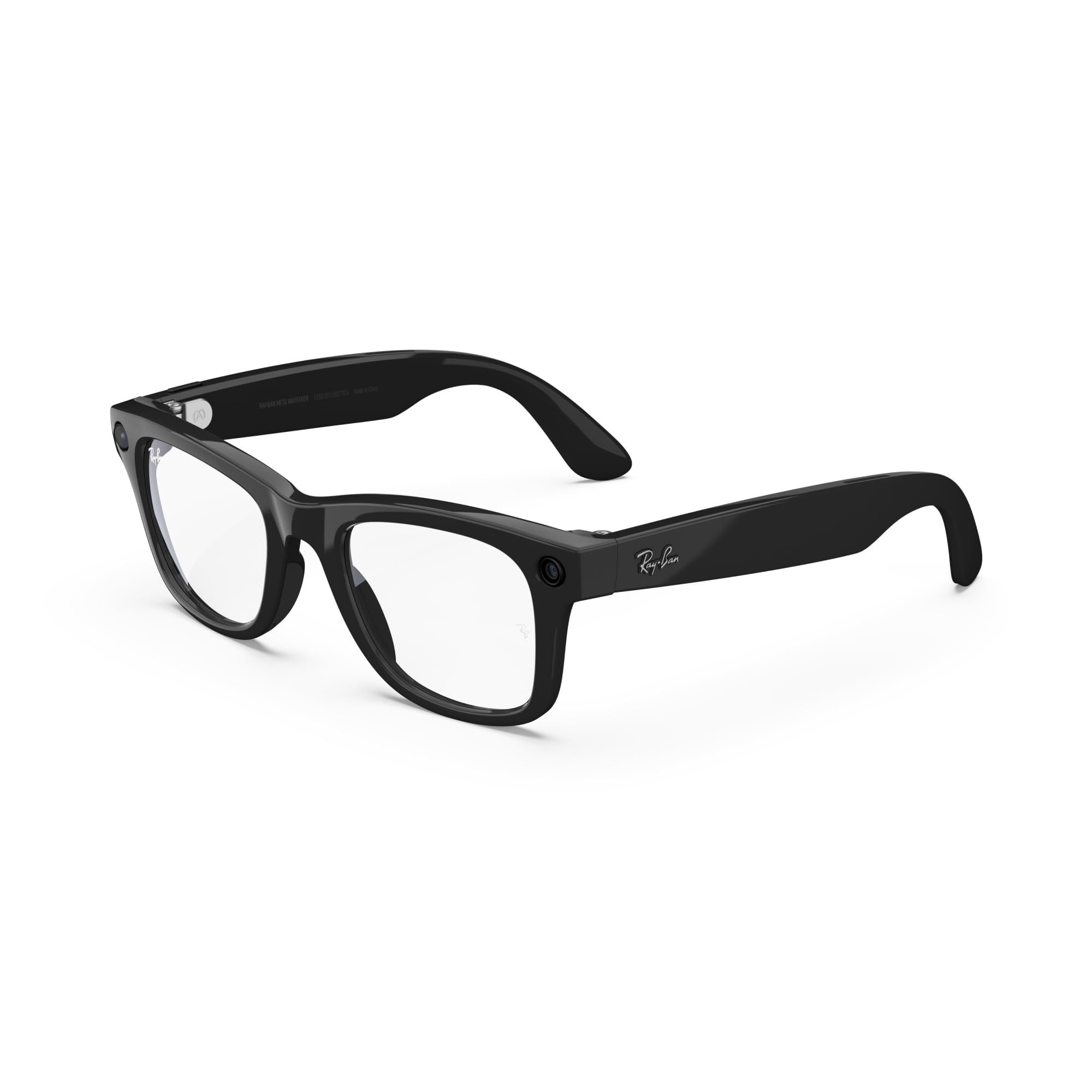 Meta Ray-Ban Glasses, Wayfarer, Shiny Black | 12 MP ultra-wide camera for HD photos and video - Open Ear Speakers for music, pod