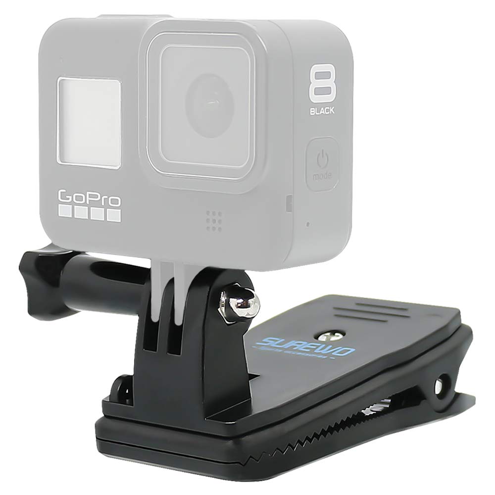 Surewo Backpack Strap Mount Quick Clip Mount Compatible With Gopro Hero 13/12/11/10/9/8/7/6(2018)/5 Black,Dji Osmo Action 5 Pro/4/3/2 And More
