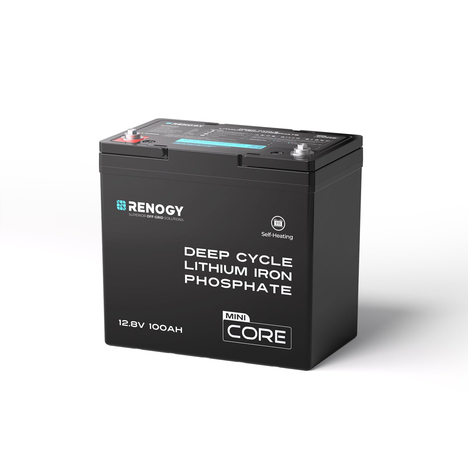 Renogy 12V 100Ah Lithium Lifepo4 Battery Self Heating W/Duoheat Tech, Built In 100A Bms In Mini Size, Deep Cycle Batteries For I