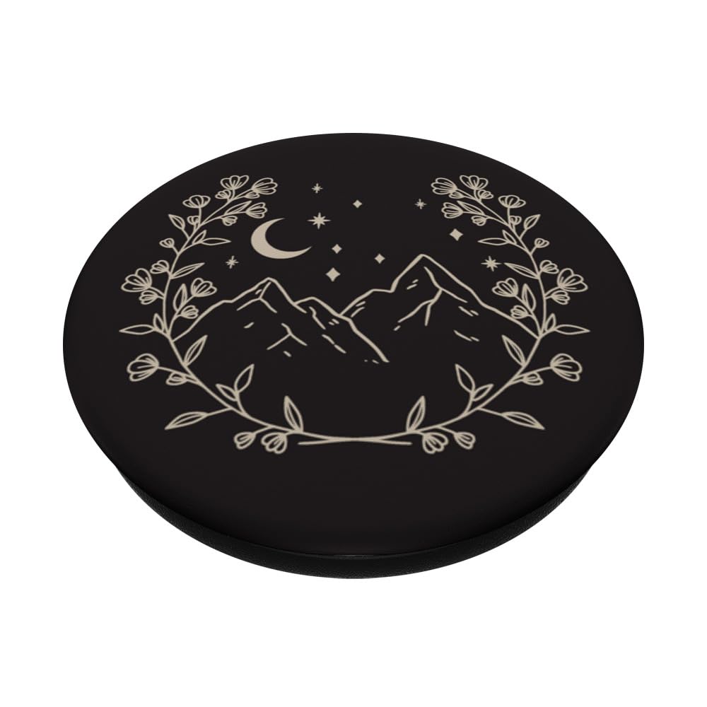 Cream   Boho Floral Moon Mountain Popsockets Standard Popgrip