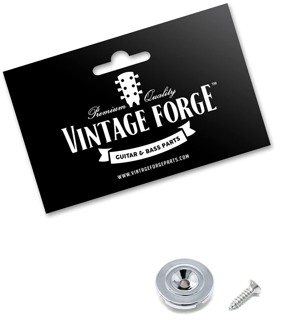 Vintage Forge Chrome Round Slotted String Retainer Guide Tree For Fender Precision Jazz Style Bass Guitars And Others With Screw