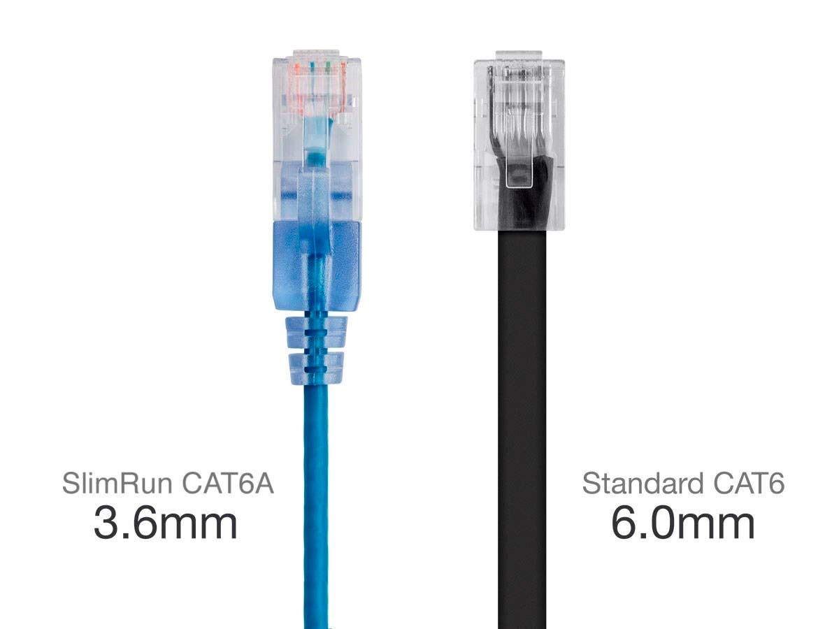 Monoprice Cat6A 50Ft Blue 5 Pk Patch Cable Utp 30Awg 10G Pure Bare Copper Snagless Rj45 Slimrun Series Ethernet Cable