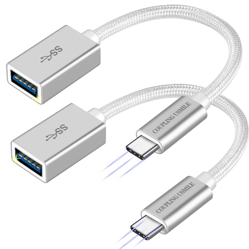 Coupling Usmile Usb C To Usb 3.2 Adapter [2Pcs Silver], Transfer Up To 10Gbps, Type C Male To Usb Female Otg Cable Thunderbolt3 