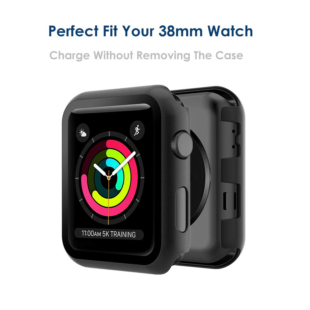 Simpeak 38Mm Case Compatible With Apple Watch 38Mm Series 3 Series 2 Series 1, Full Coverage And Slim Bumper Case Built-In Tempe