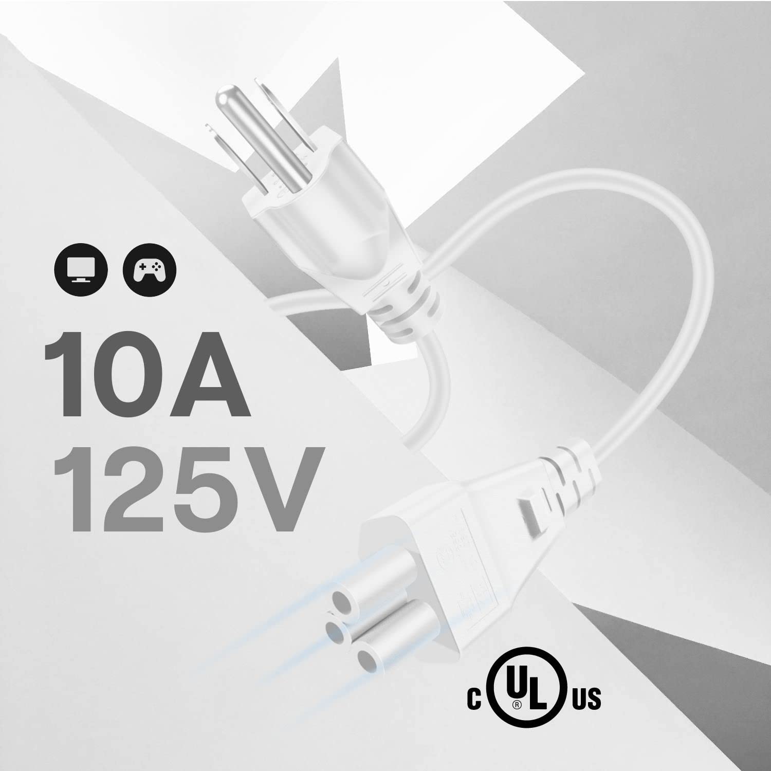 Tnp Universal Power Cord (6 Feet)   Iec320 C5 To Nema 5 15P 3 Prong Power Extension Cable Wire Connector Socket Plug Jack For La