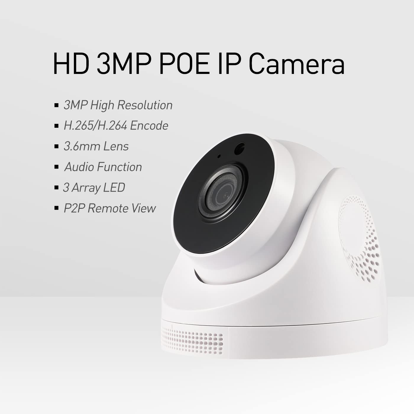 Revotech Hd 3Mp Indoor Poe Ip Camera With Audio, Dome Security Camera 3 Array Led Ir Night Vision P2P Remote View Cctv Cam H.265/H.264 1 (I3006 Poe Audio)