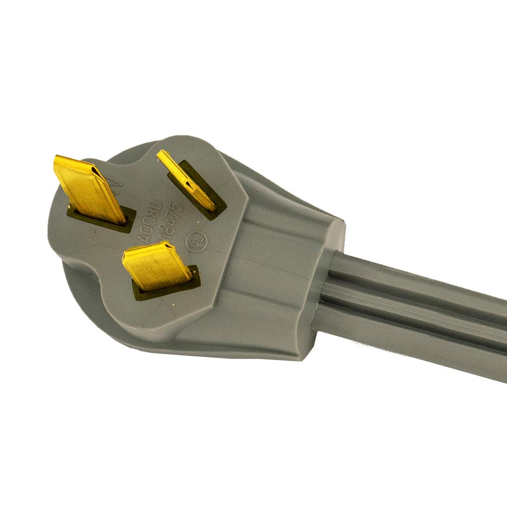 Eastman 3 Prong Electric Range Cord, 40 Amps, 4 Foot Length, Grey, 61256